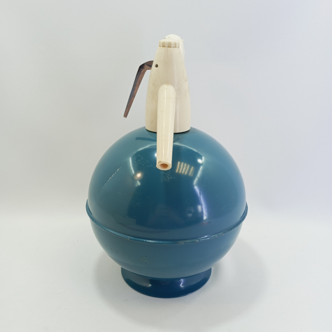 Сифон для газирования воды, металлический, синий. СССР. Картинка 2